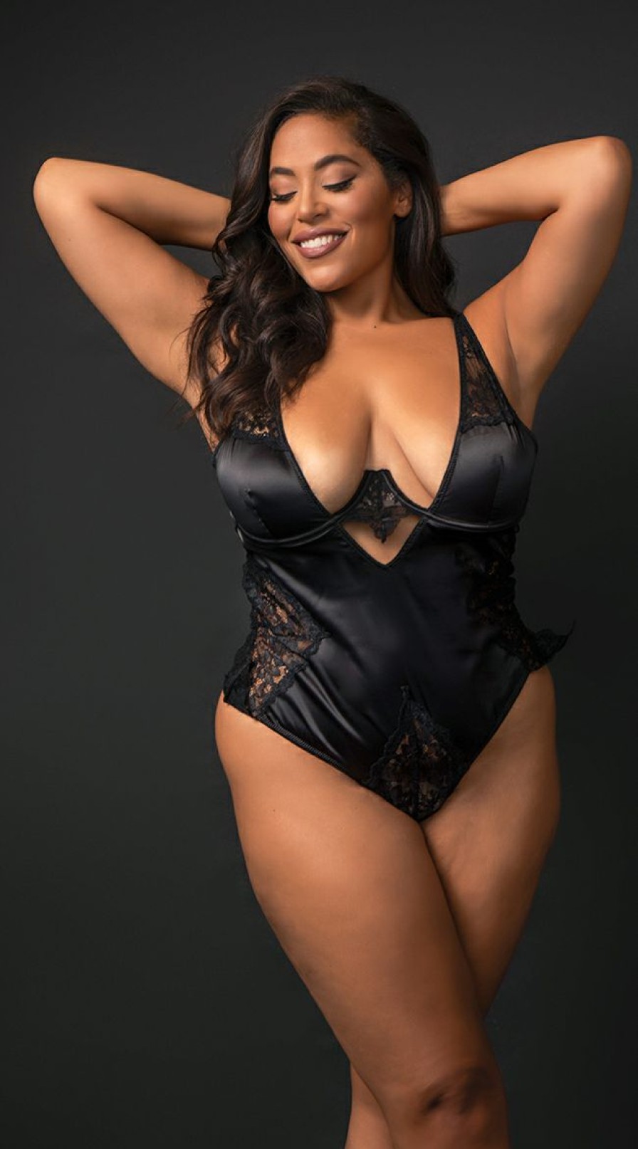 Silk-Satin-Lingerie * | Oh La La Cheri Plus Size Keep A Low Profile Teddy