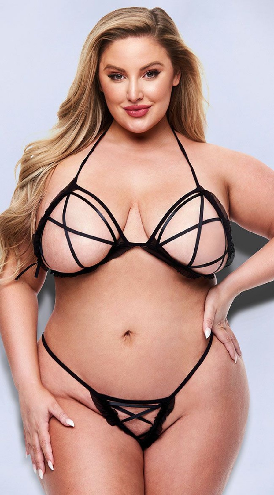 Ultra-Sexy-Lingerie * | Baci Plus Size Exposed Cupless And Crotchless Bra Set