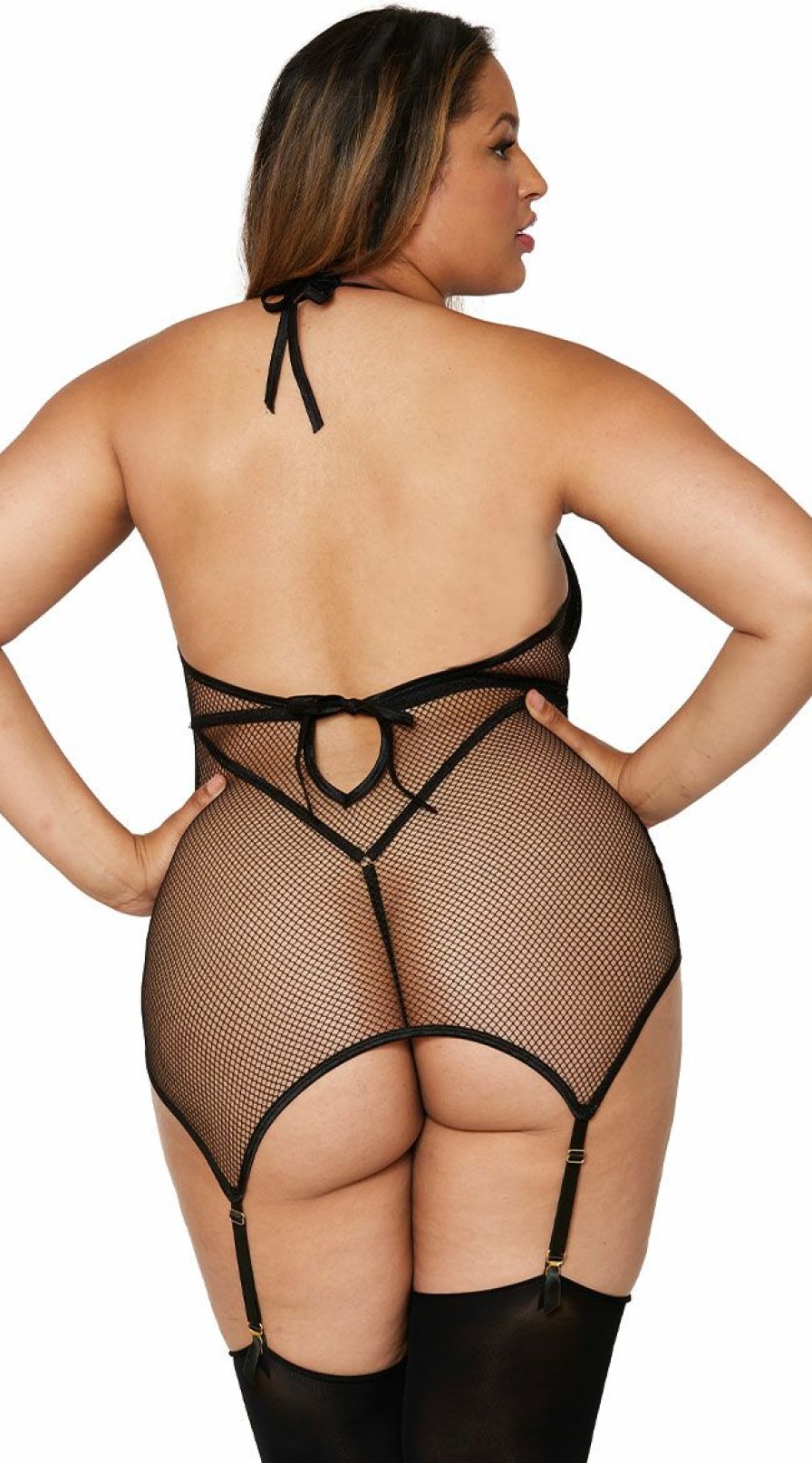 Ultra-Sexy-Lingerie * | Dreamgirl Plus Size Exposed Vinyl And Fishnet Teddy