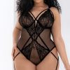 Ultra-Sexy-Lingerie * | Mapale Plus Size Harnessed Seduction Garter Teddy