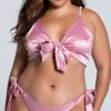 Silk-Satin-Lingerie * | Fantasy Plus Size Girl Like You Satin Tie Bra Set