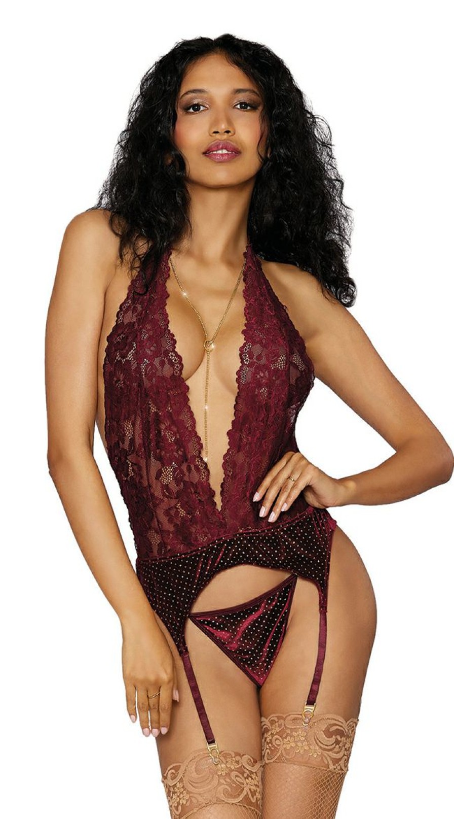 Garter-Lingerie * | Dreamgirl Holiday Nights Merrywidow Set