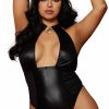 Ultra-Sexy-Lingerie * | Dreamgirl Plus Size Lock And Key Vinyl Teddy Set