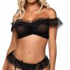 Garter-Lingerie * | Leg Avenue Ruffled Femininity Crotchless Bra Set