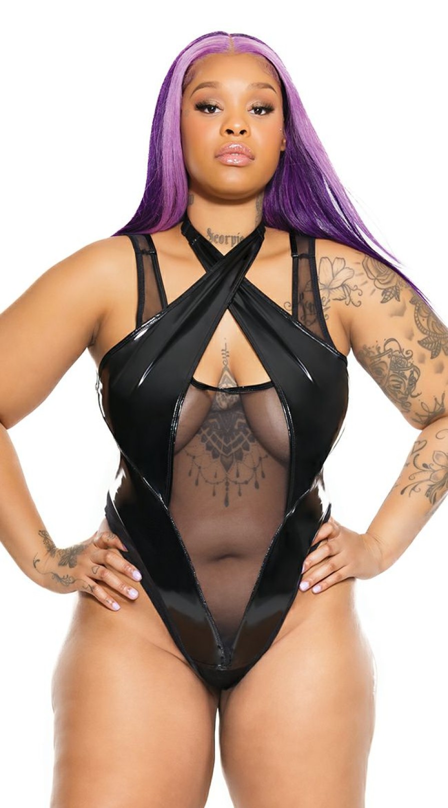 Ultra-Sexy-Lingerie * | Coquette Plus Size Undress Me Crotchless Teddy