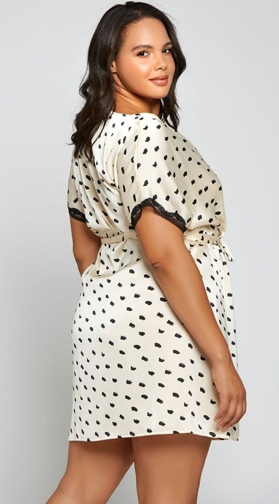 Silk-Satin-Lingerie * | Icollection Plus Size It'S Dot Me It You Satin Robe