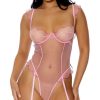 Garter-Lingerie * | Forplay Sheer Seduction Pink Teddy