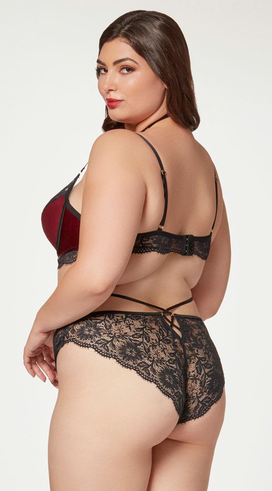 Silk-Satin-Lingerie * | Seven 'Til Midnight Plus Size Opulent Satin And Lace Bra Set