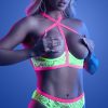 Open-Cup-Lingerie * | Fantasy Black Light Cupless Neon Bra Set