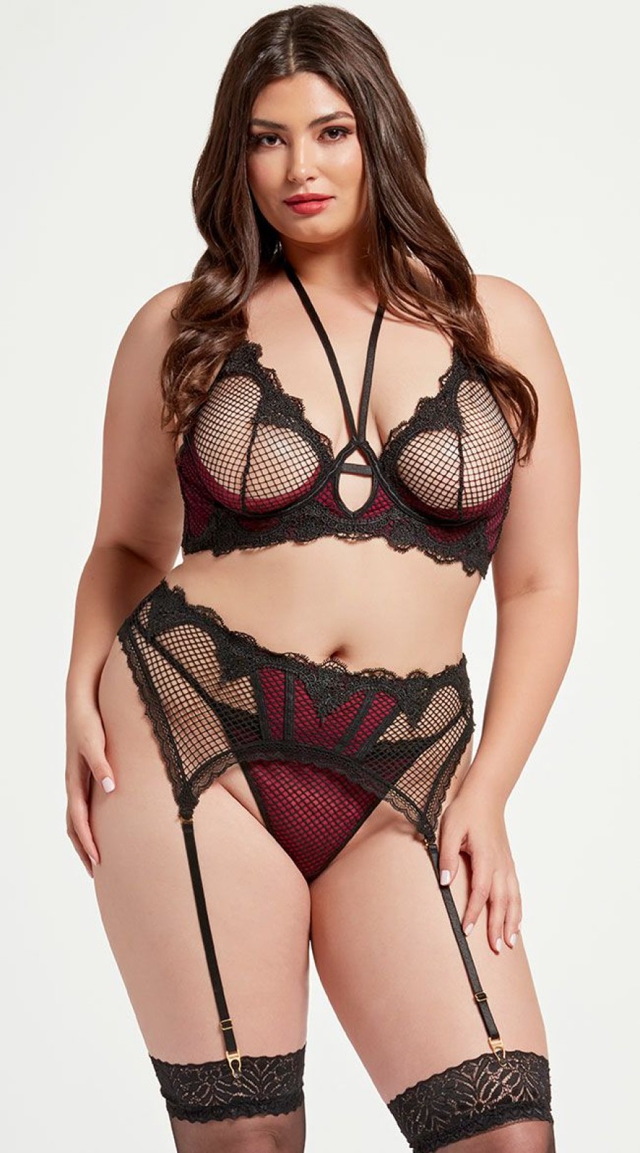 Ultra-Sexy-Lingerie * | Seven 'Til Midnight Plus Size Divine Courtesan Bra And Garter Set