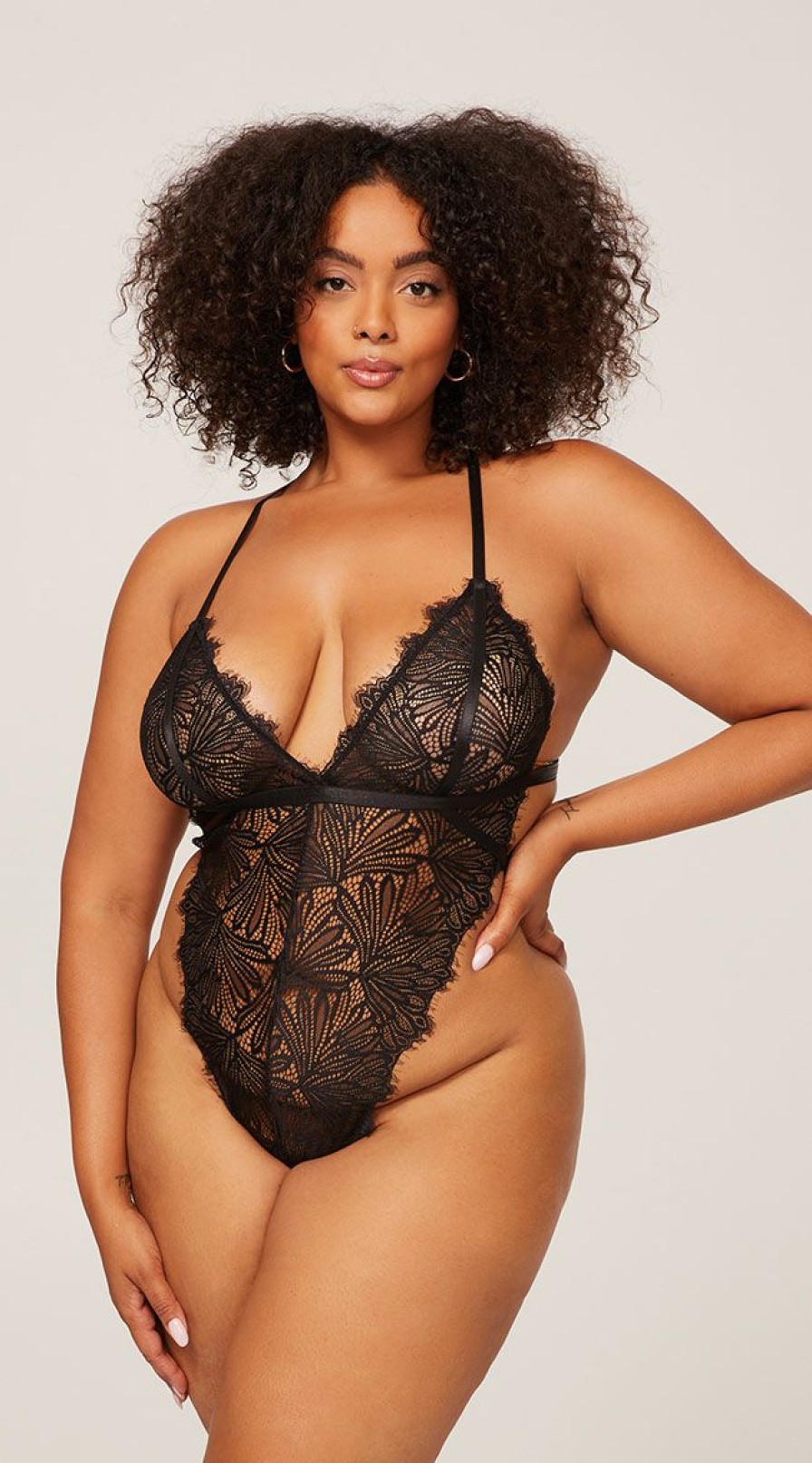 Ultra-Sexy-Lingerie * | Yandy Plus Size High Key Fine Lace Teddy