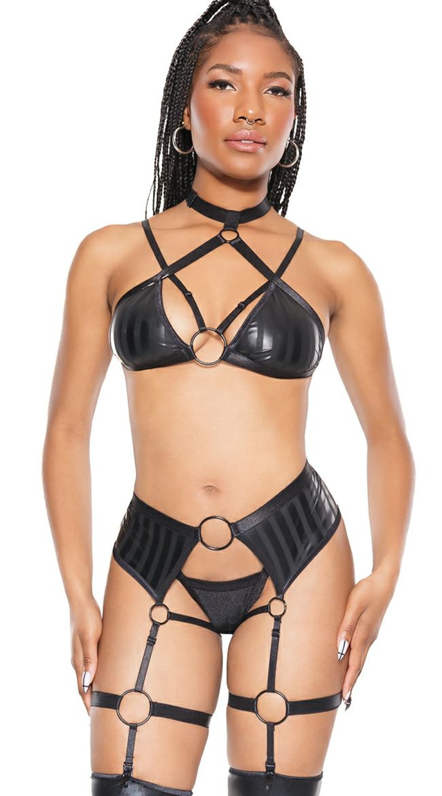 Garter-Lingerie * | Coquette Domme And Dirty Crotchless Bra Set