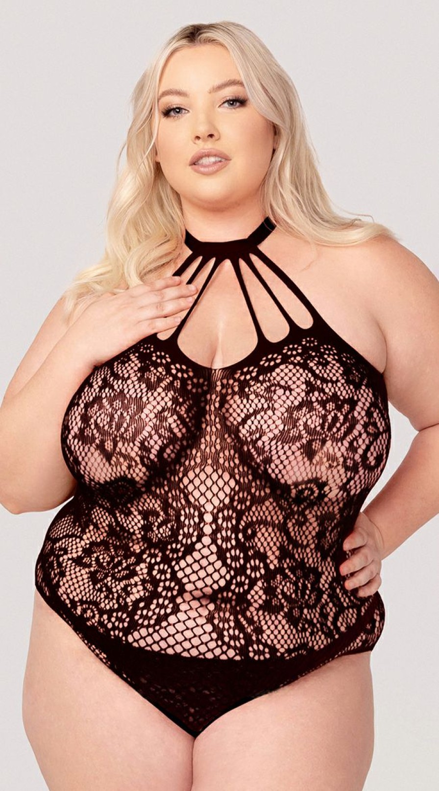 Ultra-Sexy-Lingerie * | Yandy Plus Size Dark Fantasies Crotchless Teddy