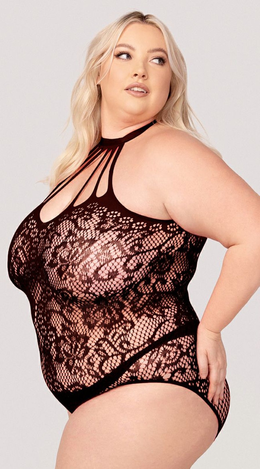 Ultra-Sexy-Lingerie * | Yandy Plus Size Dark Fantasies Crotchless Teddy