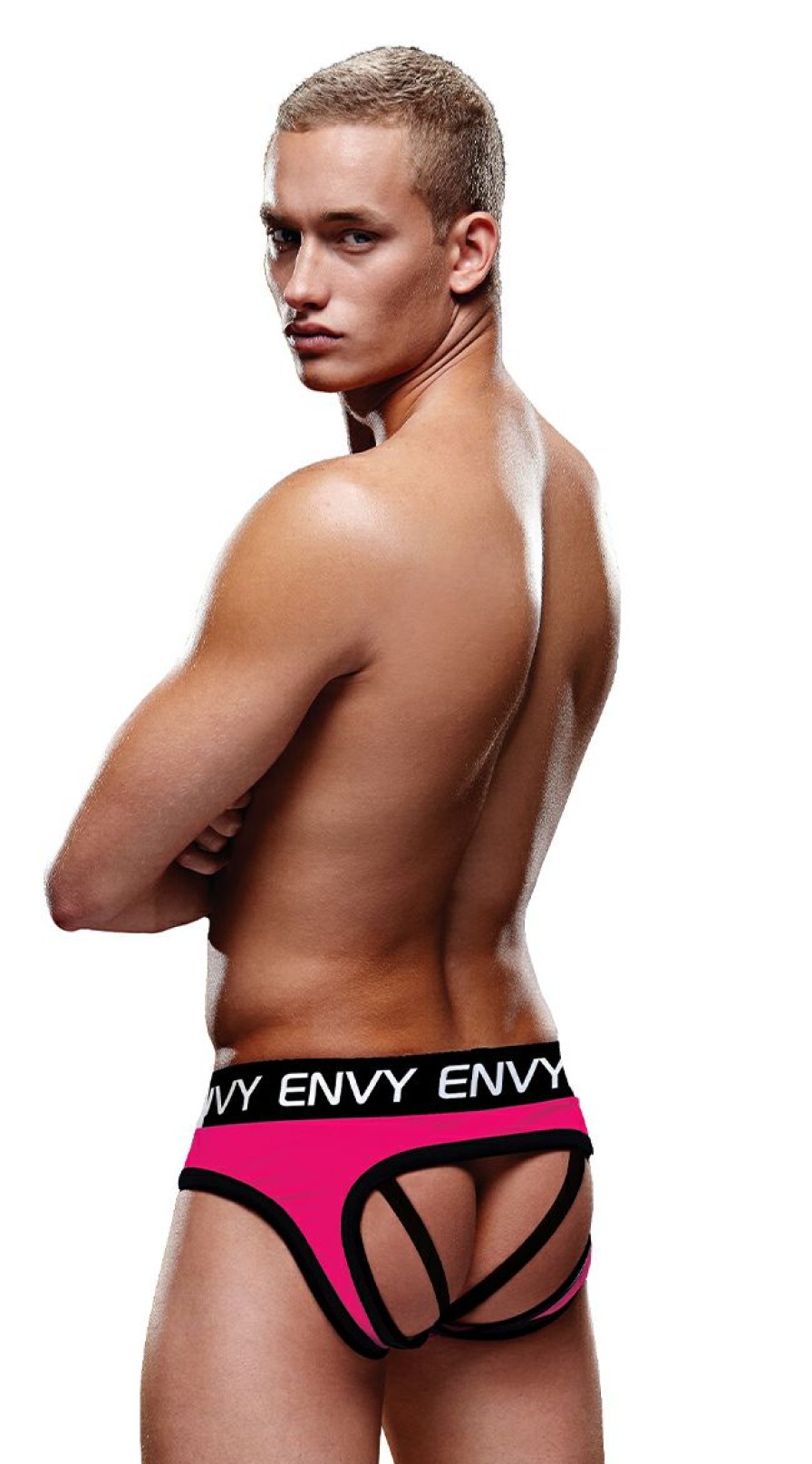 Ultra-Sexy-Lingerie * | Baci Men'S Pink And Black Strappy Back Jockstrap